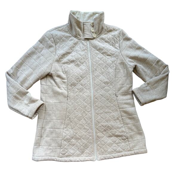 The North Face Off White Caroluna Zip Up Quilted Fleece Lined Jacket / Coat - Picture 1 of 12